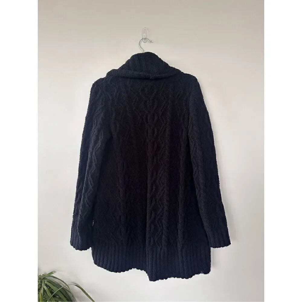 Barefoot‎ Dreams CozyChic Chenille Shawl Cardi Thick Black